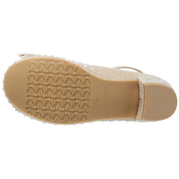 Kids Gold Glitter Rhinestone Bow Low Heel MARY-50 - Picture 6 of 6